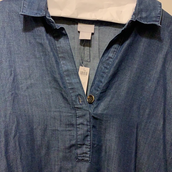 Size 16/18 Chico’s denim like blouse. Long sleeve that can roll. - Picture 2 of 6